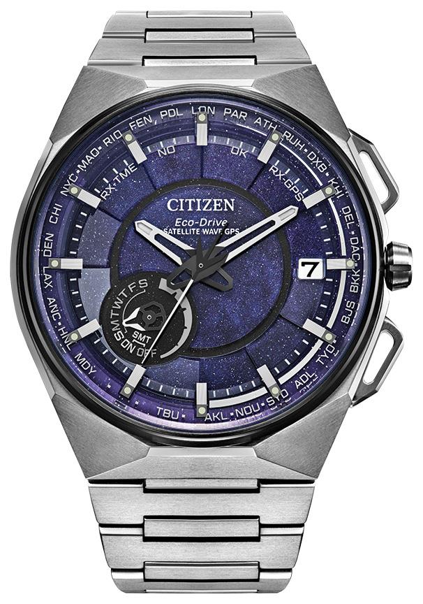 Men's Satellite Wave GPS Eco-Drive Super Titanium Bracelet watch, Blue dial