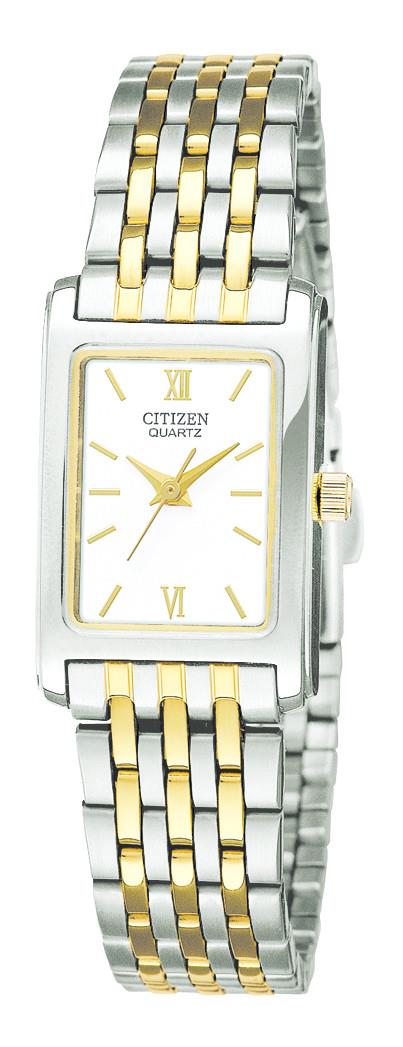 Ladies' Quartz Two Tone Stainless Steel Bracelet watch with White dial