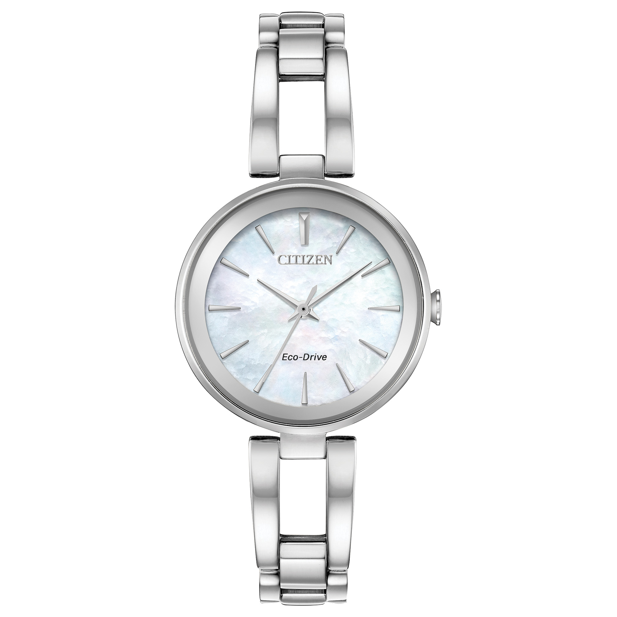 Ladies' Axiom Eco-Drive Stainless Steel Bangle watch, White MOP dial