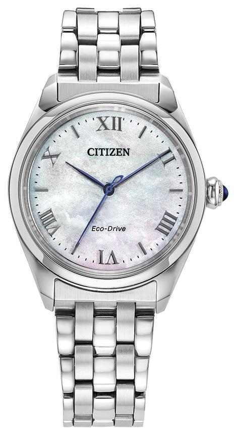 Ladies' Eco-Drive Citizen L Stainless Steel Bracelet watch, White MOP dial