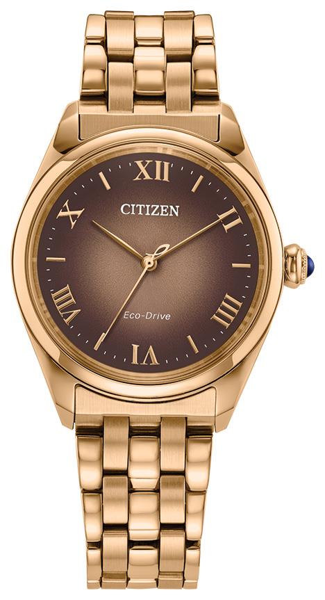 Ladies' Eco-Drive Citizen L Stainless Steel Bracelet watch, Brown dial