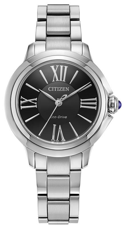 Ladies' Citizen L Ceci Eco-Drive Stainless Steel Bracelet watch, Black dial