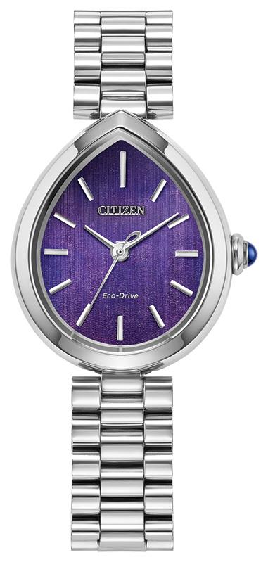 Ladies' Eco-Drive Rainell Stainless Steel Bracelet watch, Purple dial