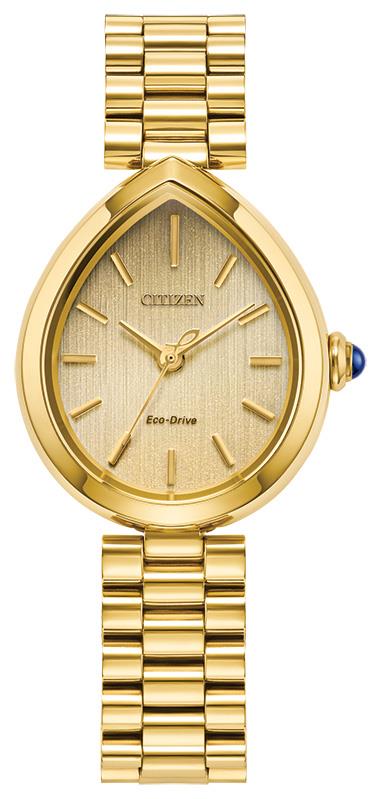 Ladies Citizen L Rainell Eco-Drive Gold-Tone SS Teardop Watch Gold Dial