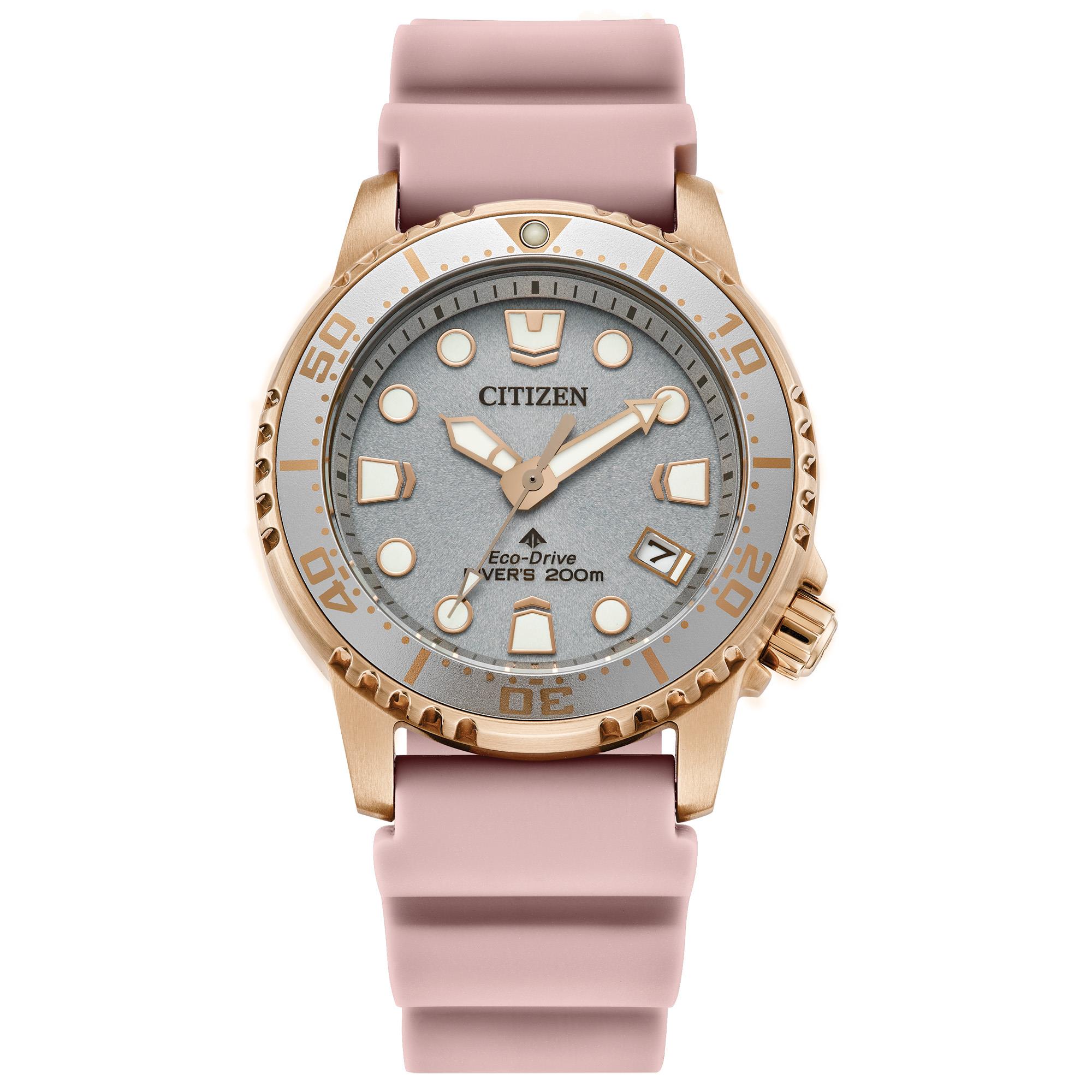 Ladies' Promaster Dive Eco-Drive Blush Polyurethane Strap Watch, Silver Dial