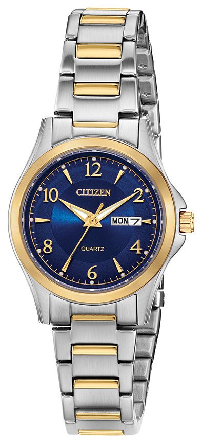 Ladies' Quartz Two-Tone Stainless Steel Watch, Blue Dial