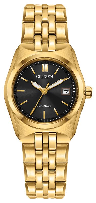 Ladies' Eco-Drive Corso Stainless Steel Bracelet watch, Black dial