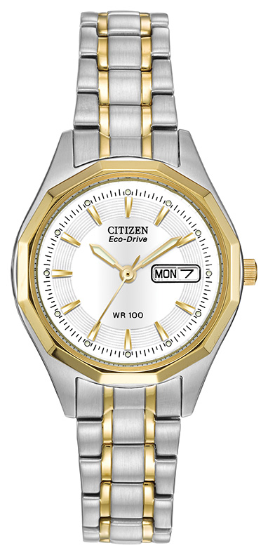 Ladies' Classic Eco-Drive Stainless Steel Bracelet watch, White dial
