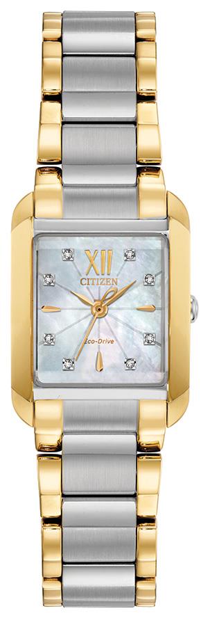 Ladies Bianca Eco-Drive Two-Tone Stainless Steel Watch Mother-of-Pearl Dial