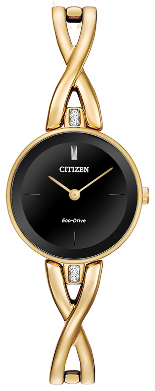 Ladies' Axiom Eco-Drive Stainless Steel Bangle watch, Black dial
