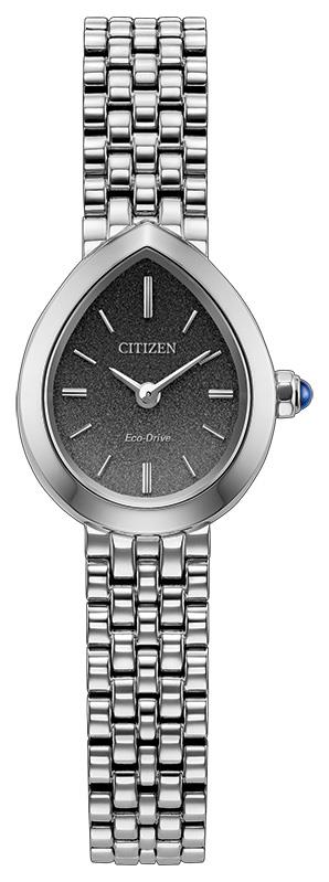 Ladies' Eco-Drive Ciitzen L Rainell Stainless Steel Bracelet watch, Black dial