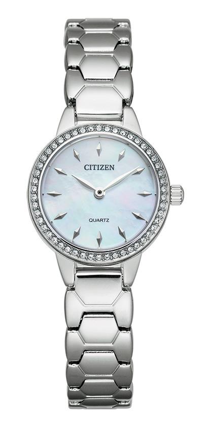 Ladies' Quartz Watch, Silver-tone with White MOP Dial