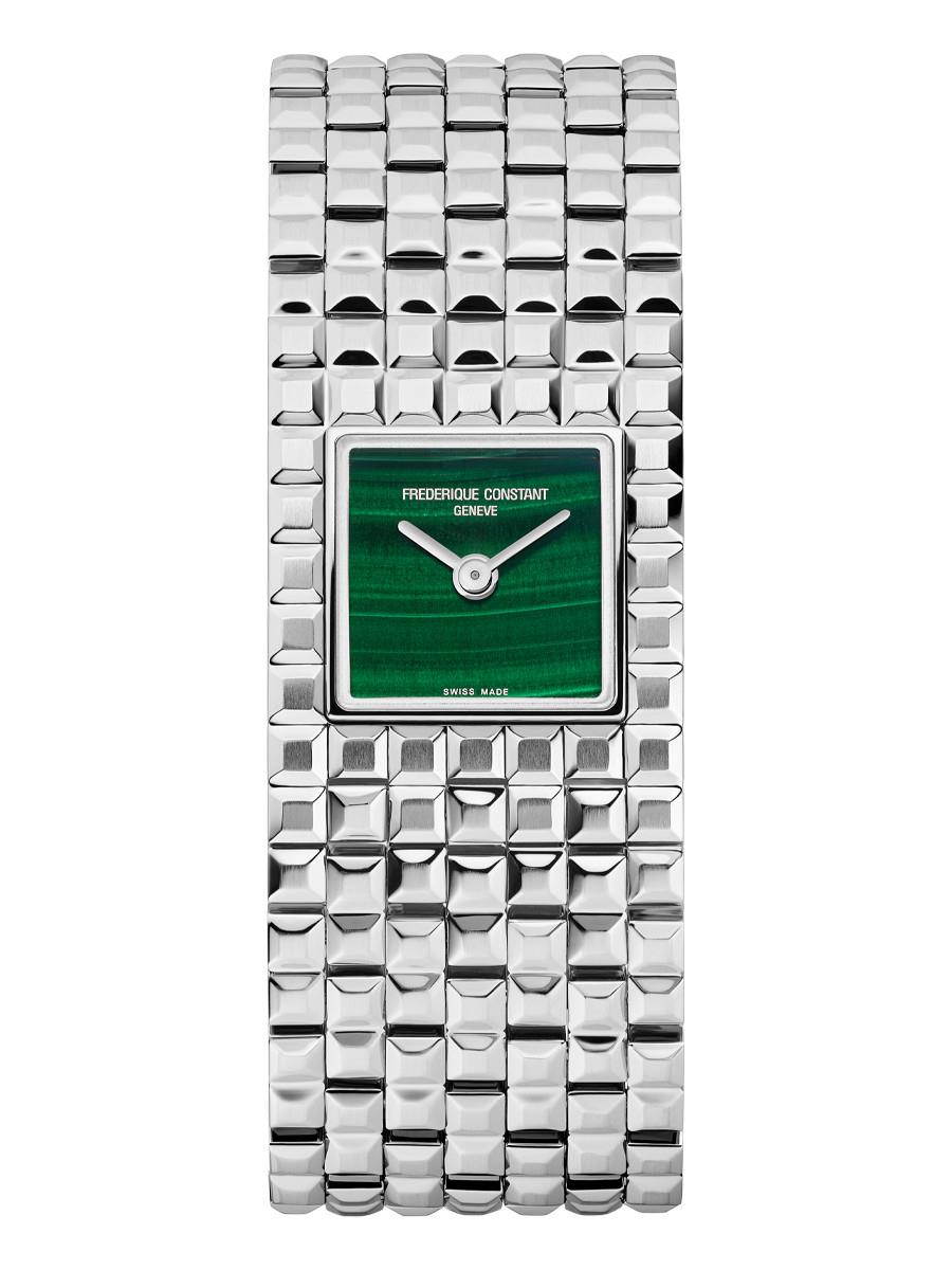 Ladies' Classic Manchette Stainless Steel Bracelet watch, Green Malachite dial