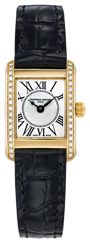 Ladies FC Classic Quartz Black Leather Strap watch with Silver-Tone dial