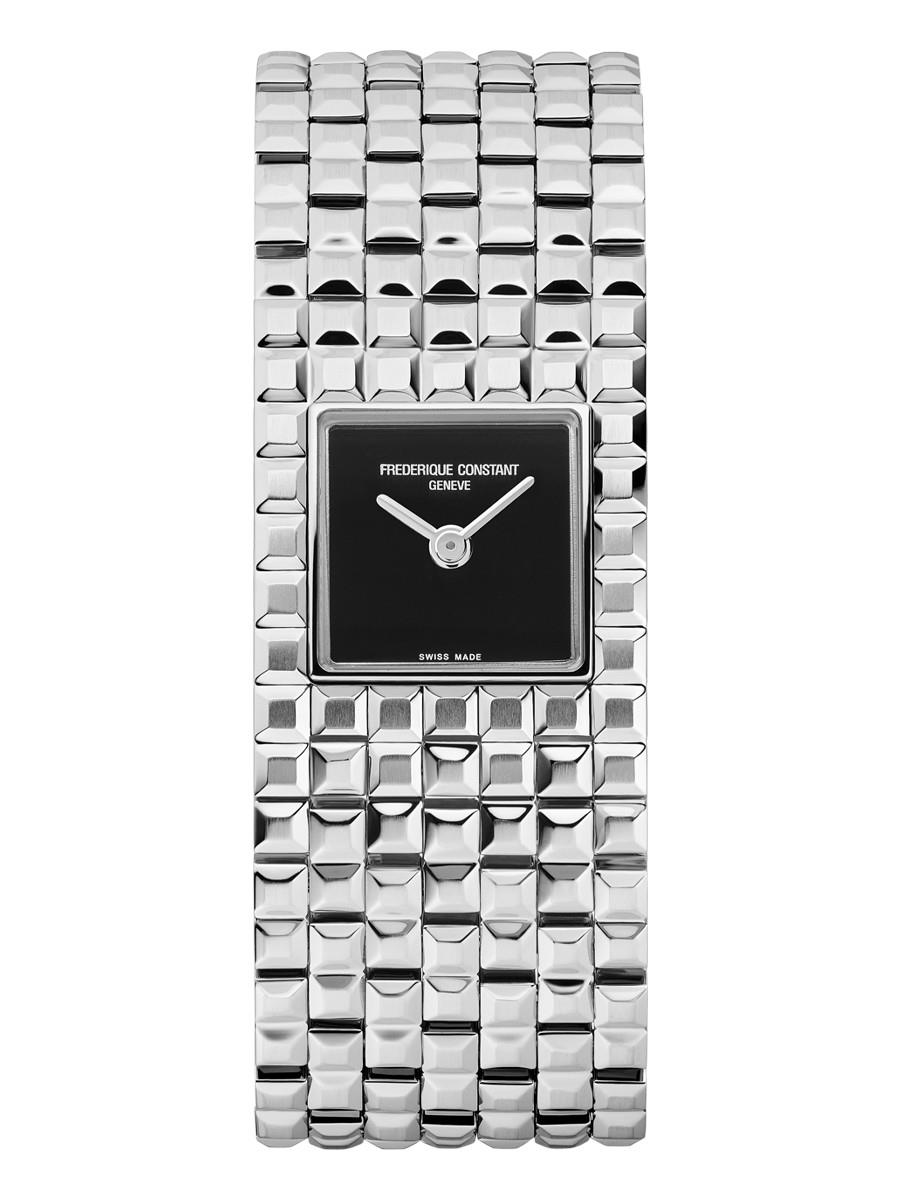 Ladies' Classic Manchette Stainless Steel Bracelet watch, Black dial