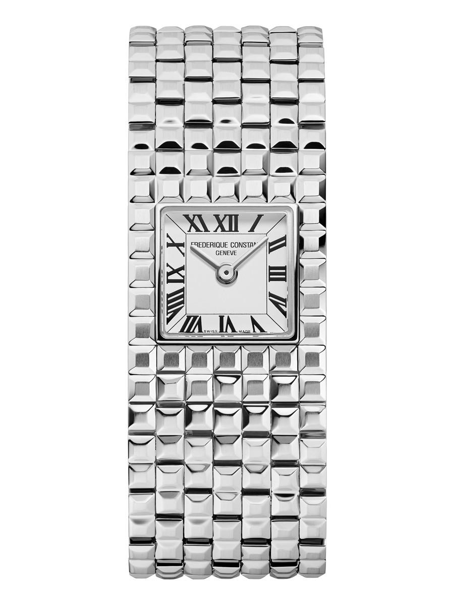 Ladies' Classic Manchette Stainless Steel Bracelet watch, White dial