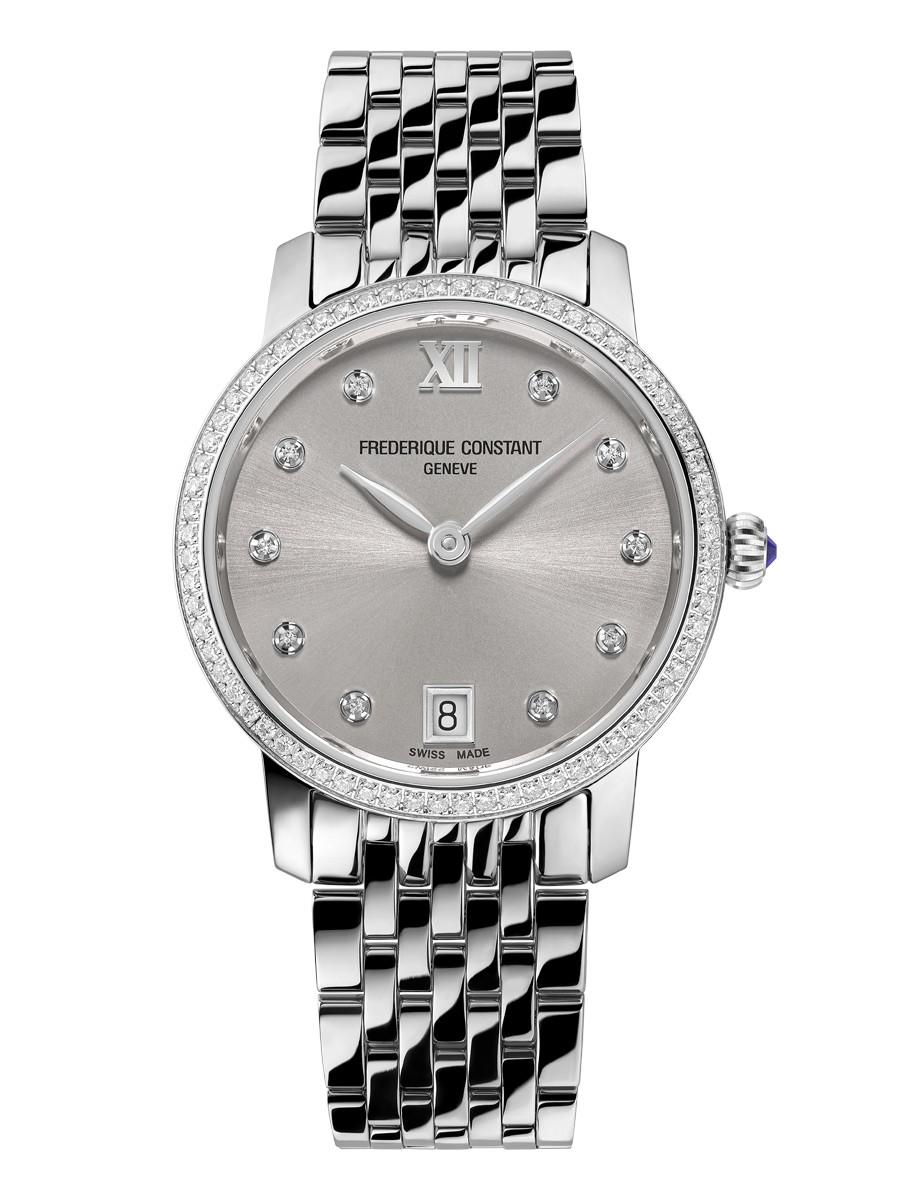 Ladies' Classic Slimline Stainless Steel Bracelet watch, Brown dial