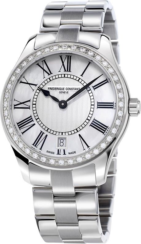 Ladies FC Classic Quartz Silver-Tone Stainless Steel Bracelet watch, White dial