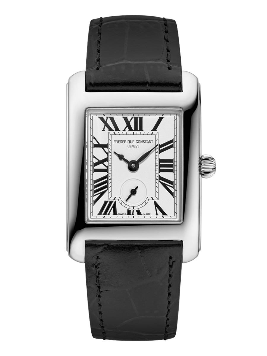 Ladies' Classic CARREE Leather Strap watch, Silver-Tone dial