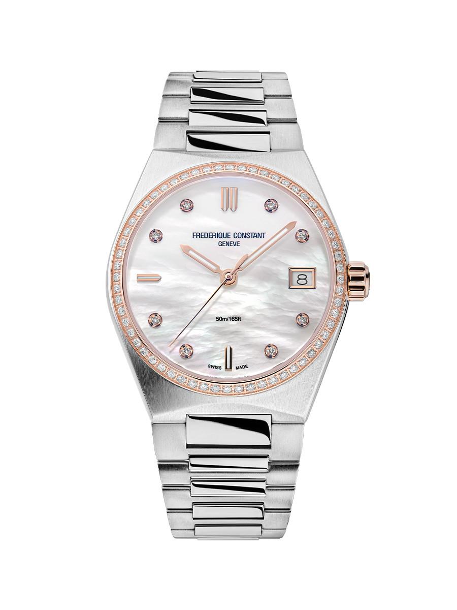 Ladies' Frederique Constant HIGHLIFE QUARTZ Stainless Steel Bracelet watch, White MOP dial