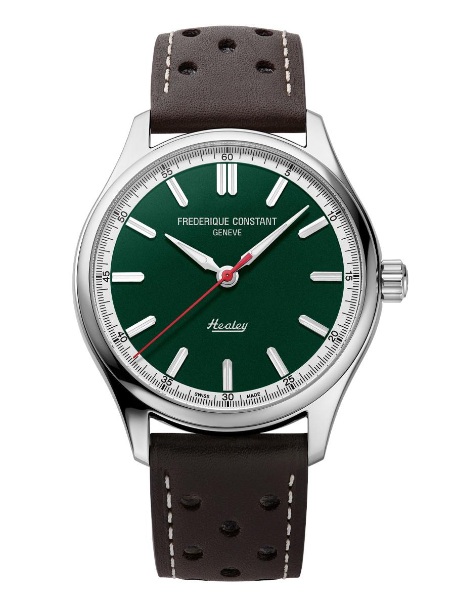 Men's Classic Vintage Rally Healey Leather Strap watch, Green dial