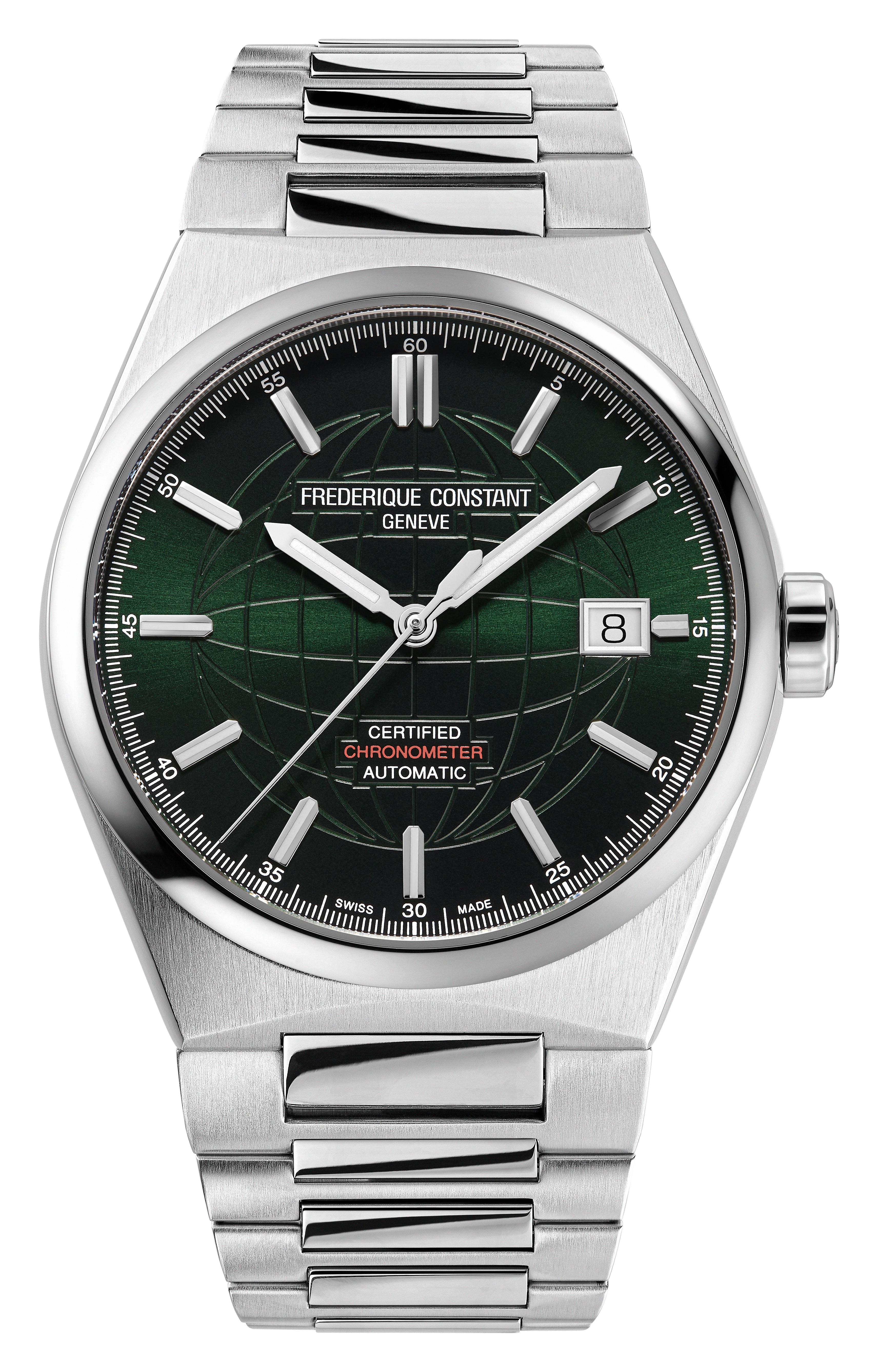 Men's Frederique Constant HIGHLIFE AUTOMATIC Stainless Steel Bracelet watch, Green dial