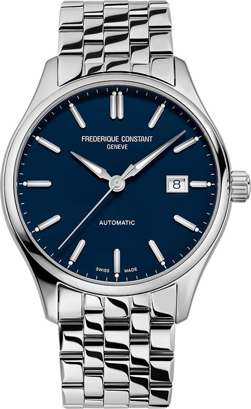 Frederique Constant Mens Classic Automatic Silver-Tone Stainless Steel Bracelet watch, Blue dial