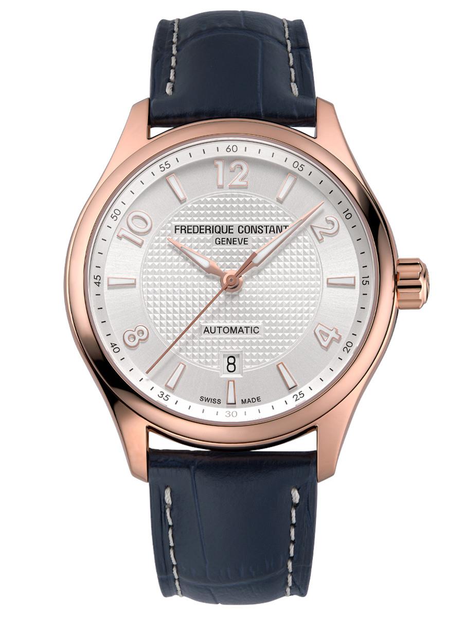 Men's Frederique Constant Runabout Leather Strap watch, Silver-Tone dial