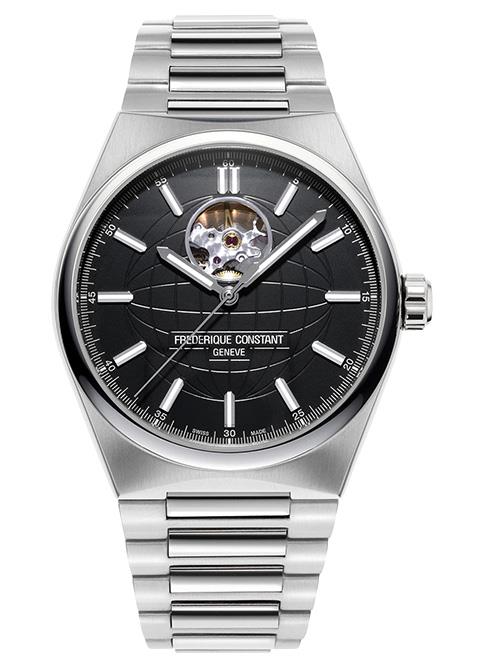 Men's FC Highlife Automatic Silver-Tone Stainless Steel Bracelet watch, Black dial