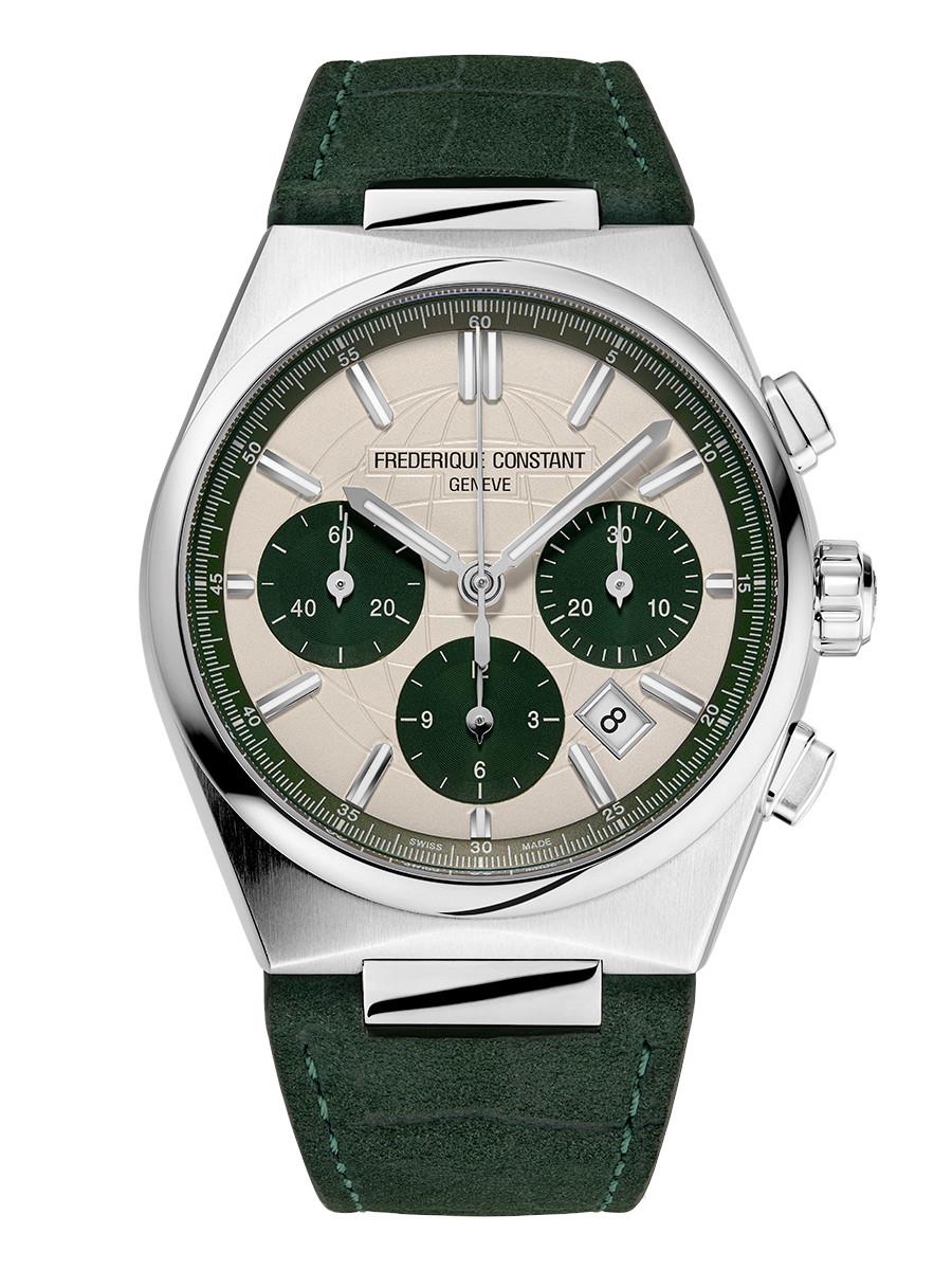 Men's HIGHLIFE CHRONOGRAPH AUTOMATIC Leather Strap watch, Green dial