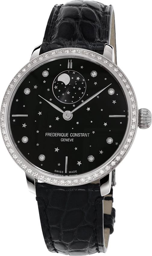 Ladies Frederique Constant Manufacture Genuine Alligator Strap watch,  Black dial