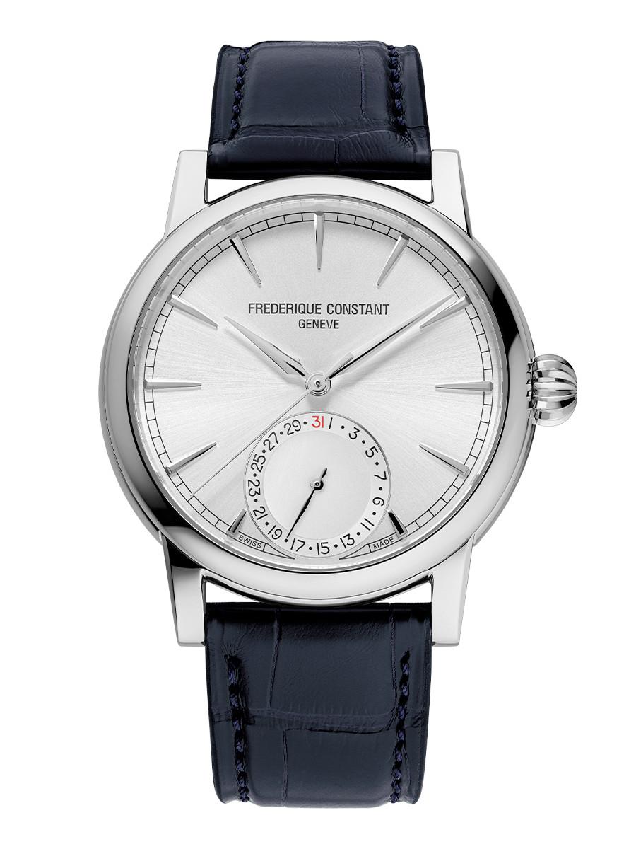 Men's Classic Date Manufacture Genuine Alligator Strap watch, Silver-Tone dial