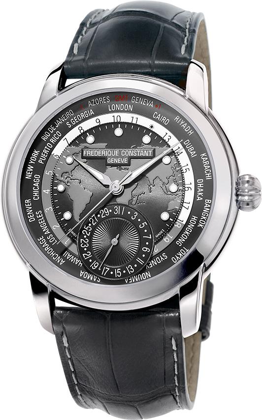 Frederique Constant Mens Manufacture Gray Alligator Strap watch with Gray dial