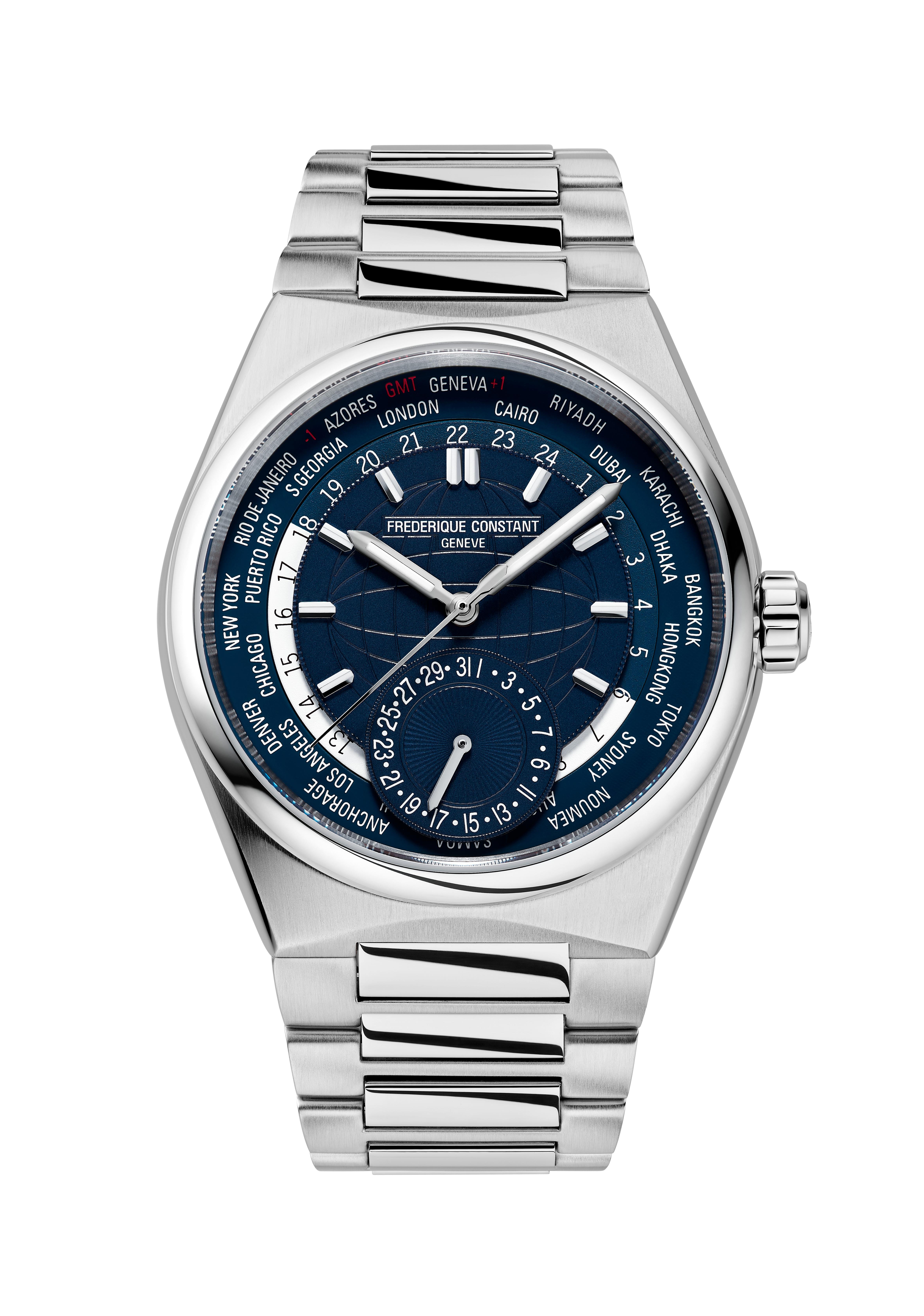 Frederique Constant Mens Manufacture Stainless Steel Bracelet watch,  Blue dial