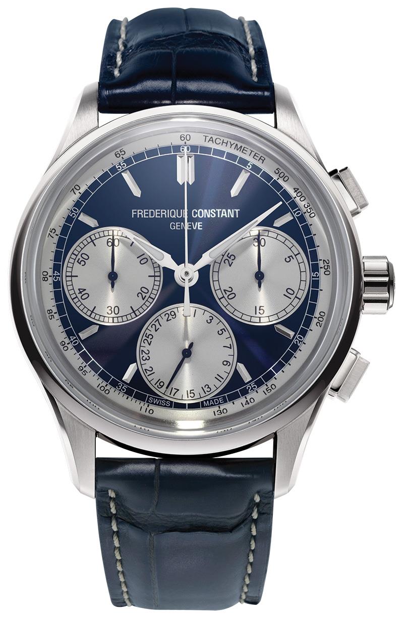 Men's FC Manufacture Blue Alligator Strap watch with Blue dial