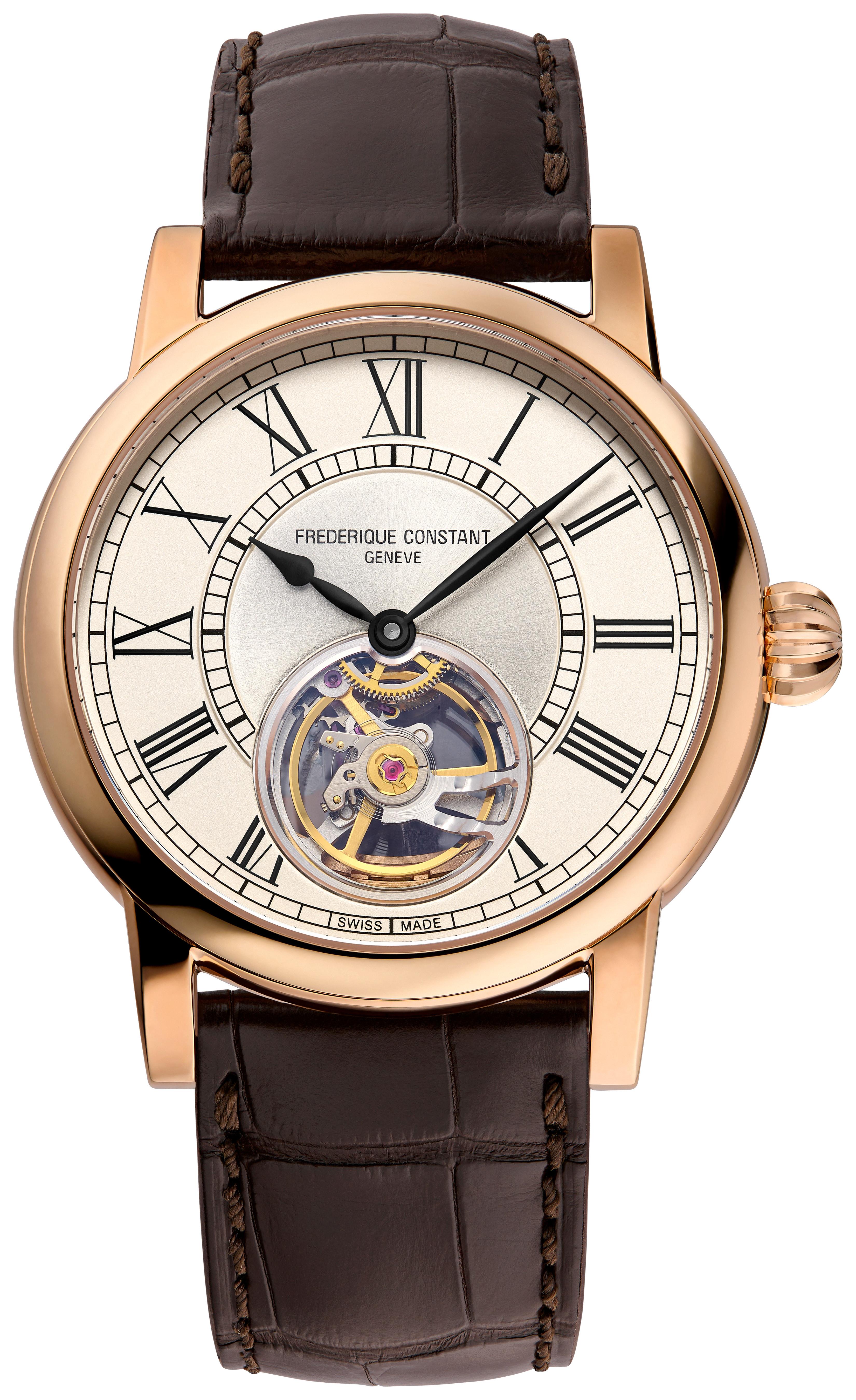 Mens Frederique Constant HEARTBEAT MANUFACTURE Alligator Strap watch,  White dial