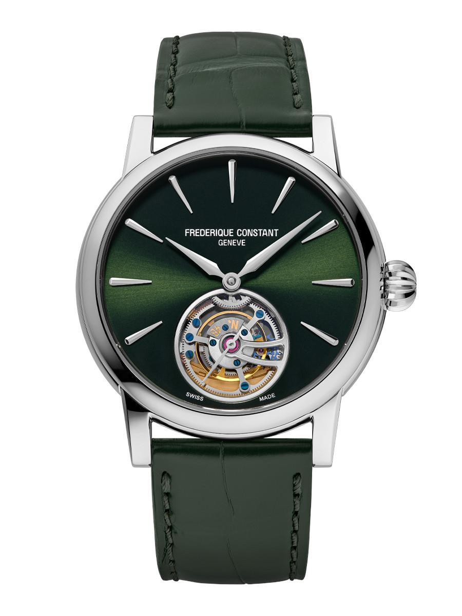 Men's Manufacture Classics Tourbillon Genuine Alligator Strap watch, Green dial