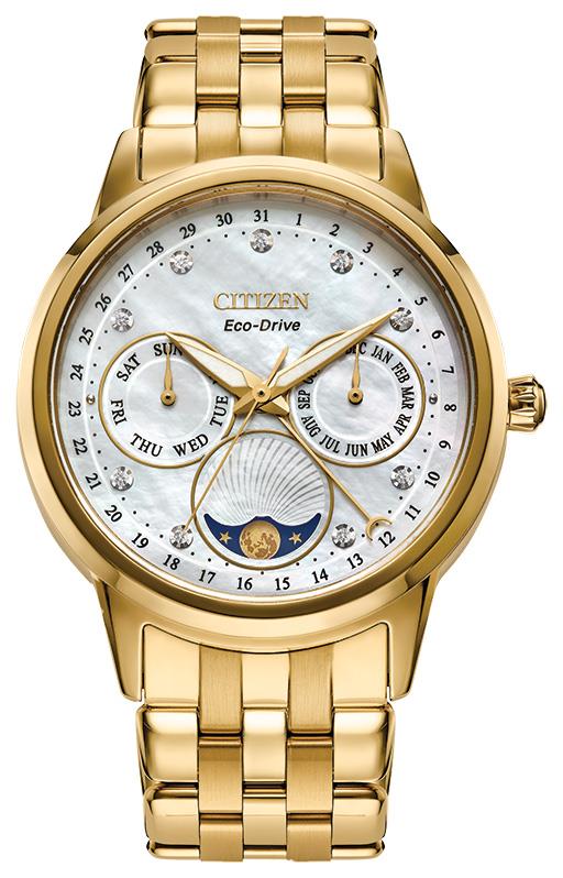 Ladies' Calendrier Eco-Drive Stainless Steel Bracelet watch, White MOP dial