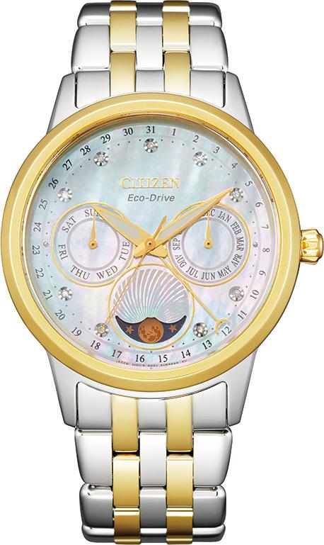 Ladies' Calendrier Eco-Drive Stainless Steel Bracelet watch, White MOP dial