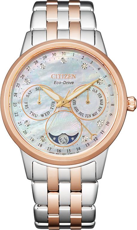 Ladies' Calendrier Eco-Drive Stainless Steel Bracelet watch, White MOP dial