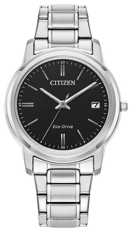 Ladies' Corporate Exclusive Eco-Drive Stainless Steel Bracelet watch, Black dial