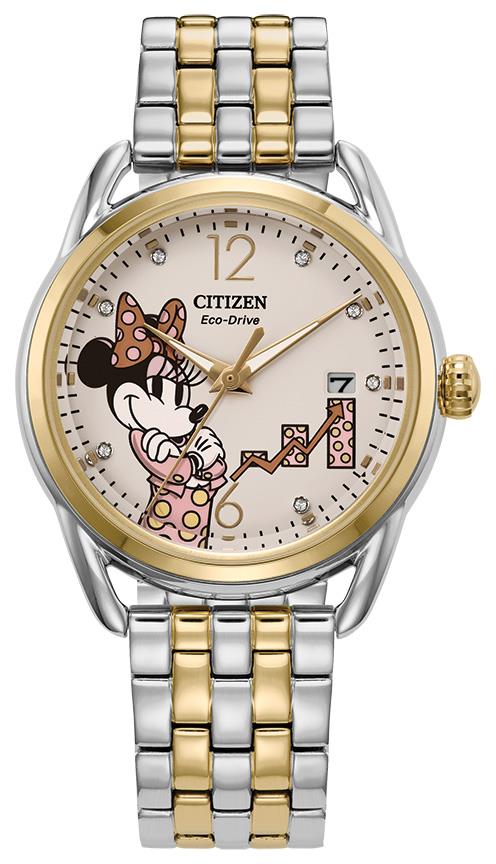 Ladies' Empowered Minnie Mouse Two-Tone Stainless Steel Watch, Cream Dial