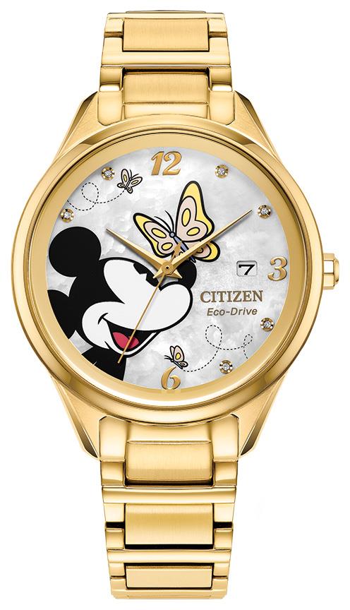 Disney Ladies' Mickey Mouse Stainless Steel Bracelet watch, White MOP dial