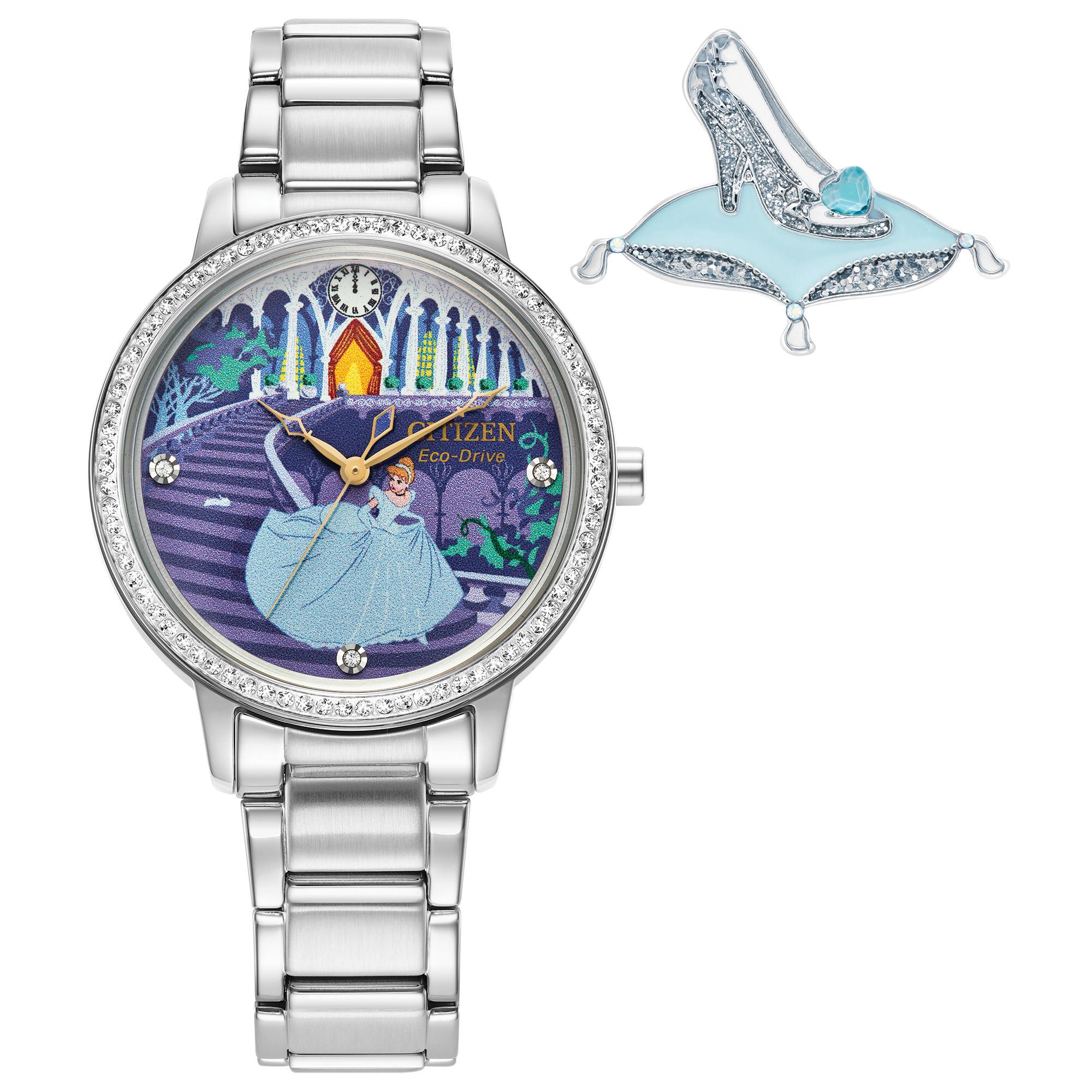 Ladies Disney Cinderella Stainless Steel Bracelet watch, Blue dial