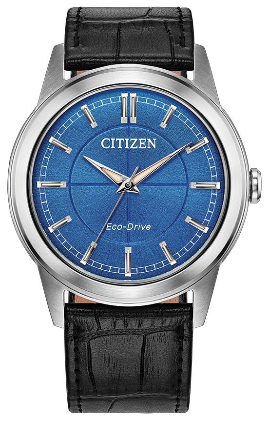 Unisex Eco-Drive Rolan Leather Strap watch, Blue dial