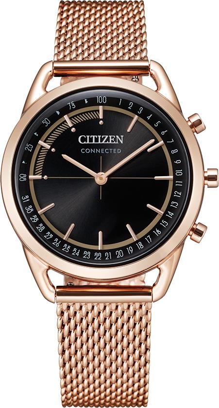 Ladies' Connected Bluetooth Watch, Rose Gold-tone Mesh with Black Dial
