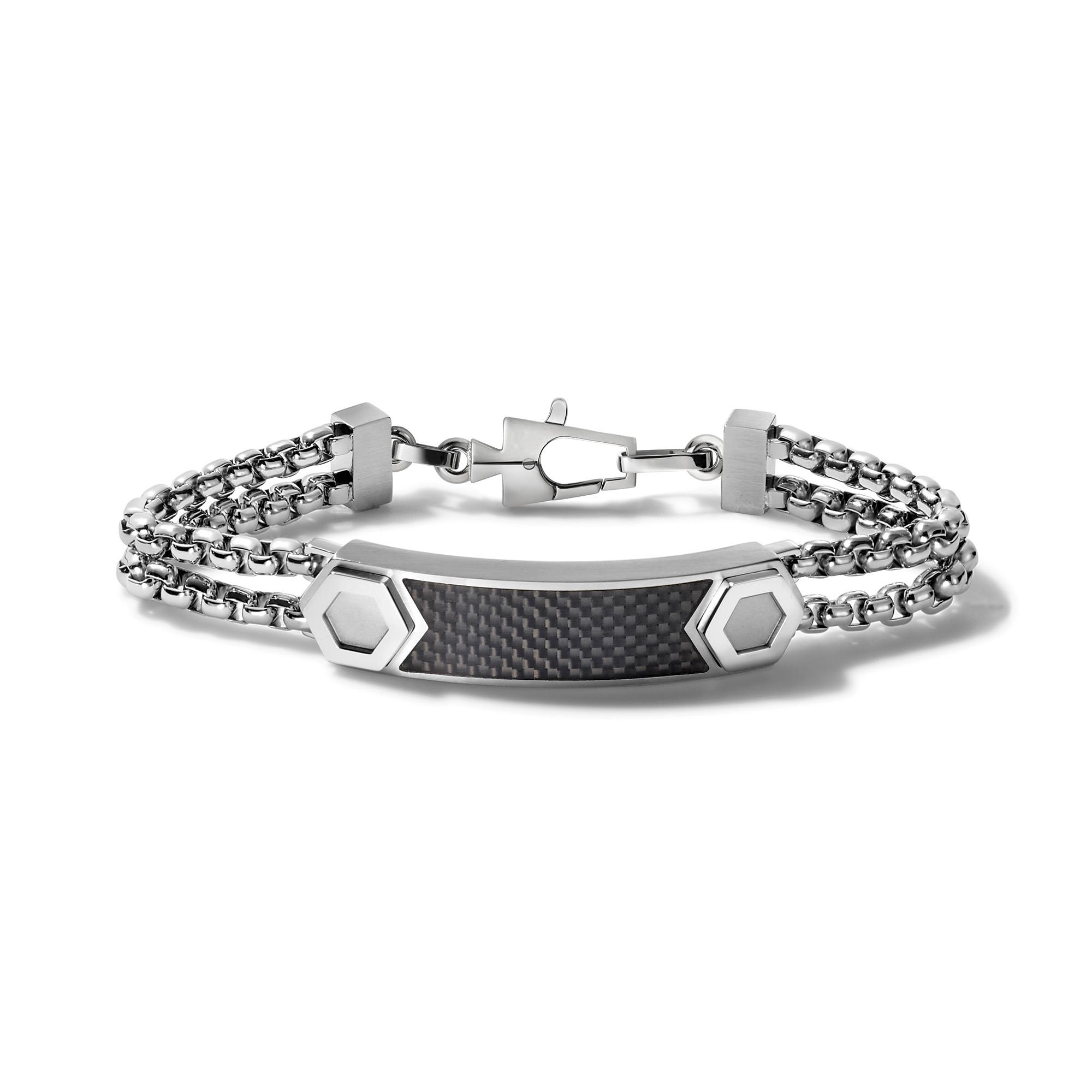 ID Bracelet: Double Box Chain Two-Tone - Medium