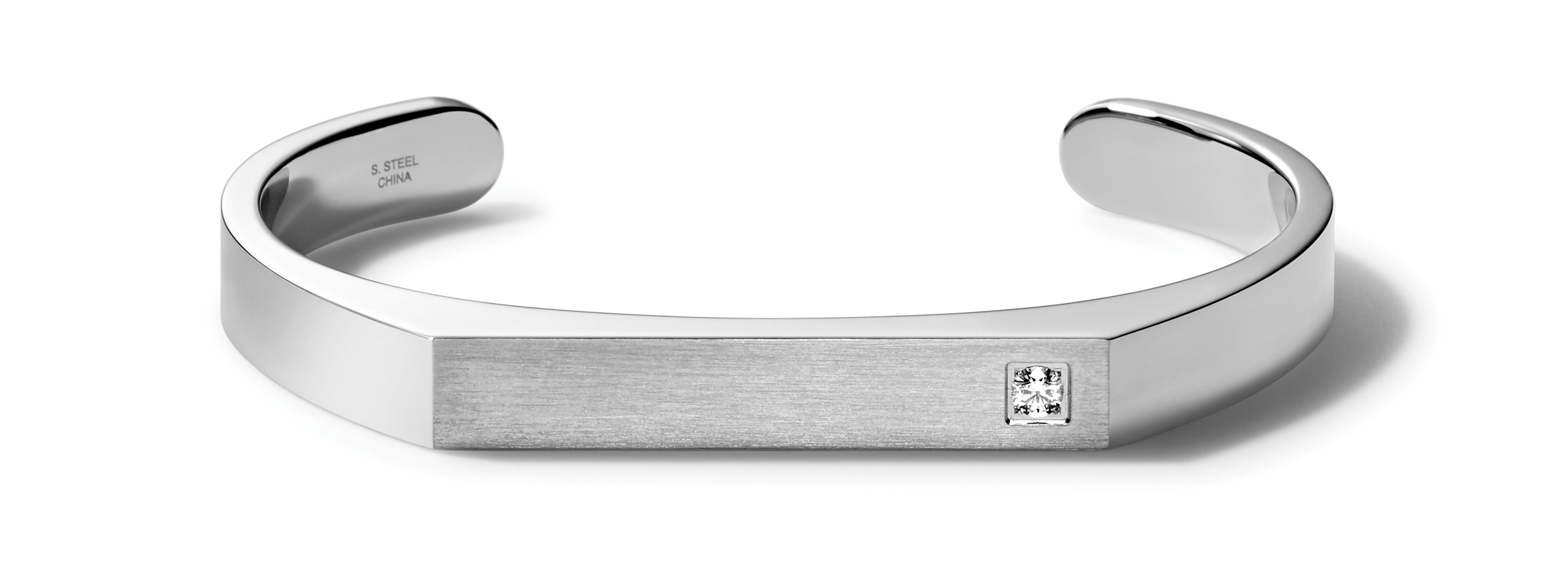 Open Cuff Bracelet: Diamond Stainless Steel - Large