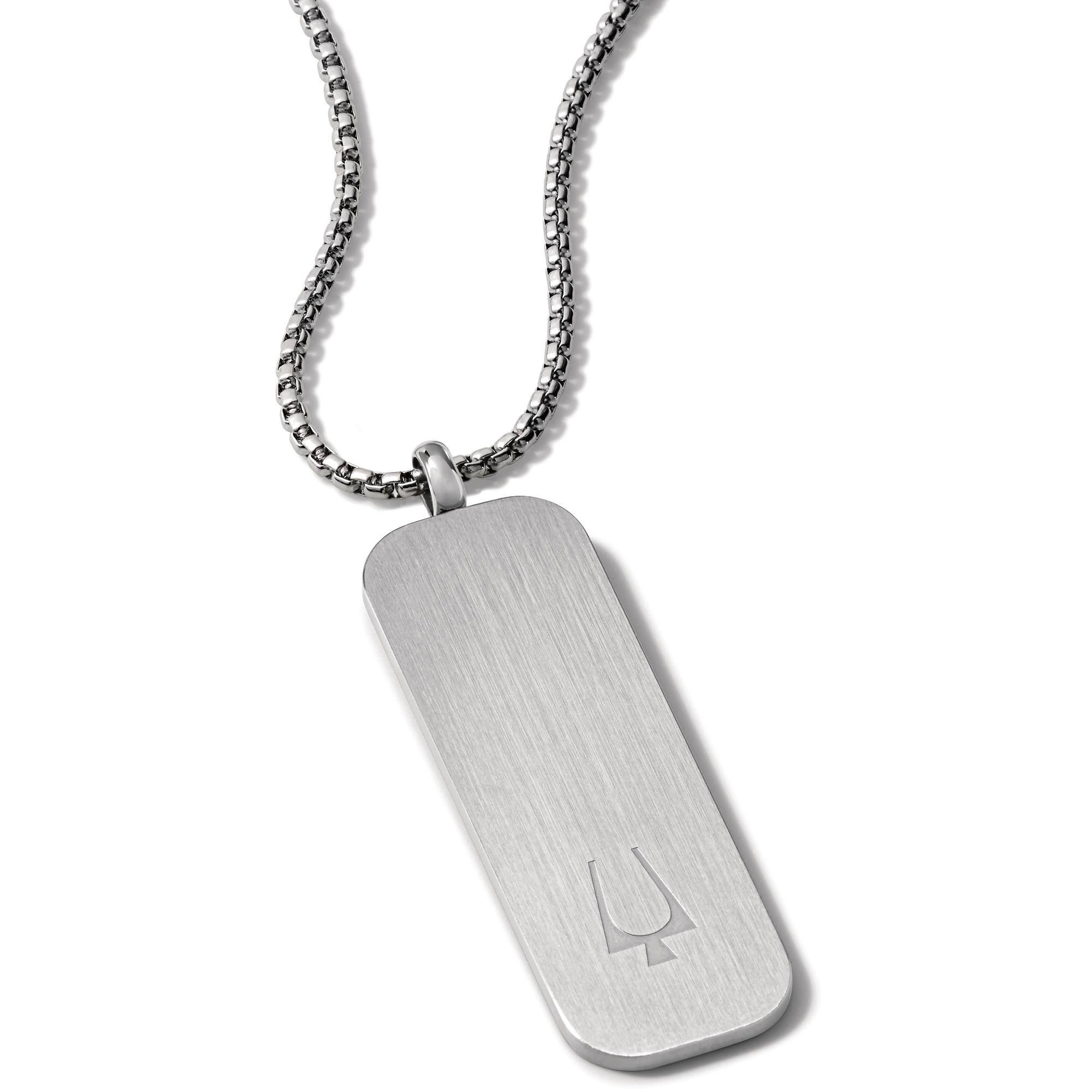 Necklace: Stainless Steel Oblong Dogtag Pendant