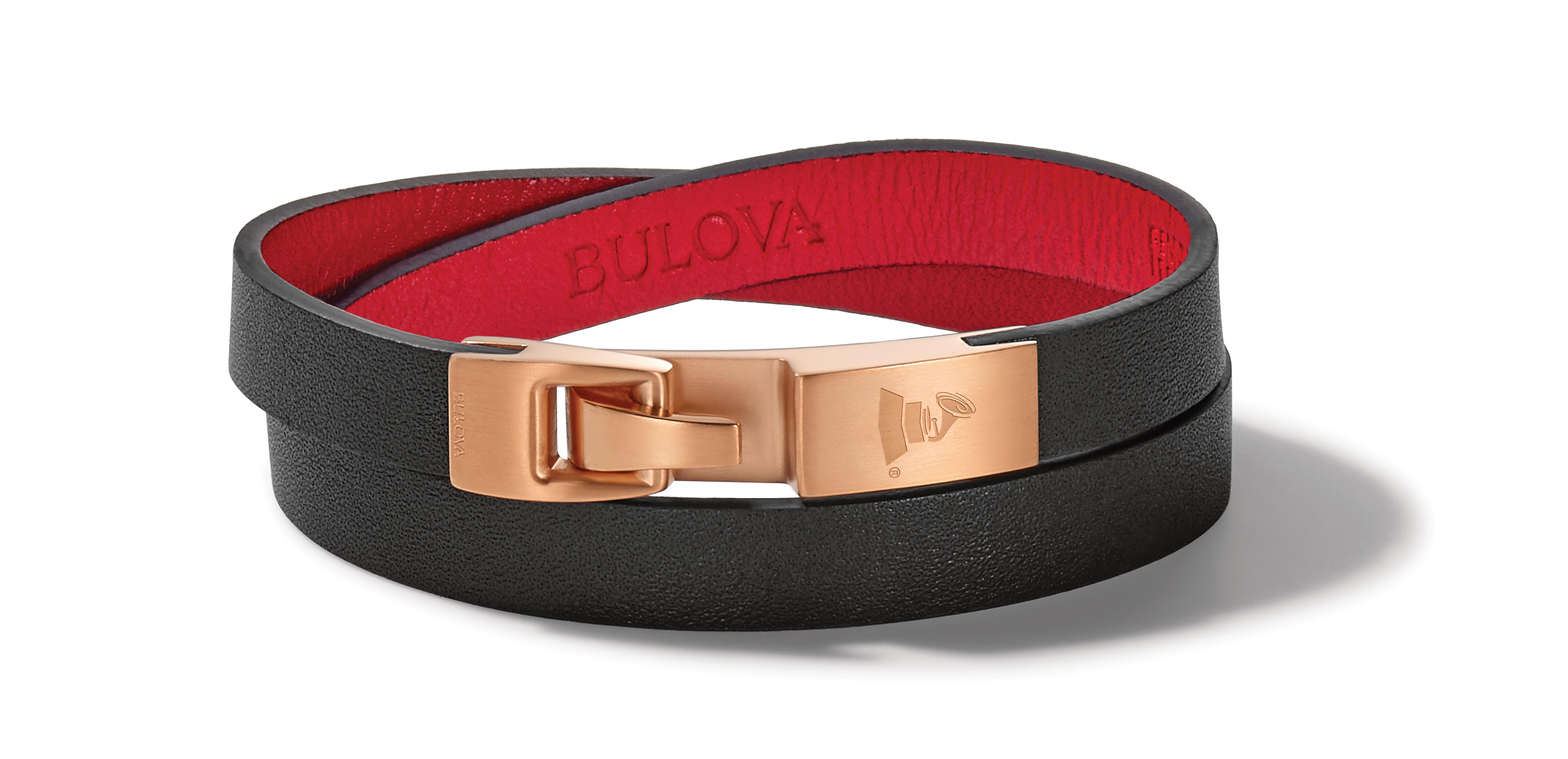 Double Wrap Bracelet- Black Leather - Rose Gold - Large - Latin Grammy